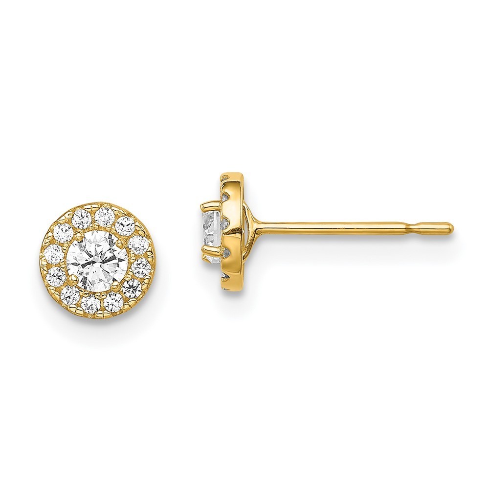 14k Yellow Gold Madi K Children's Kids Girls Jewelry Cz Circlepost Earrings